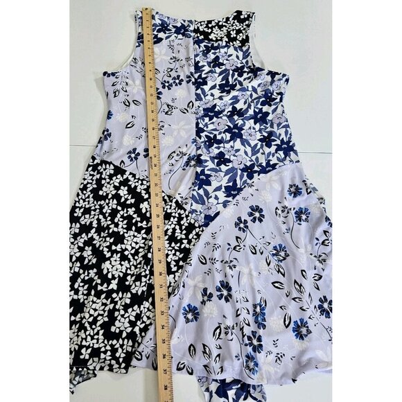 Ivanka Trump Dress 12 Patchwork Floral Sleeveless Assymetric Handkerchief Hem - Picture 8 of 16